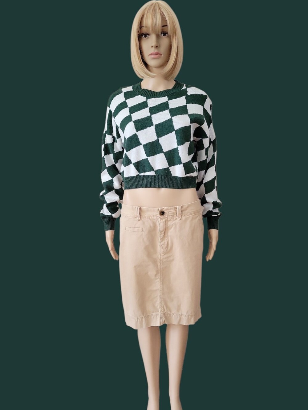 Y2K 2007 Gap Khaki Chino Pencil Skirt Beige Cotton 4 Preppy Academia EUC